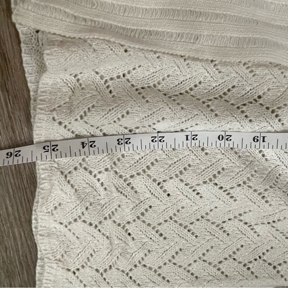 Susan Graver Womens Cardigan Sz XL Ivory Metallic Sweater Knit Stretch Spring - Picture 6 of 6
